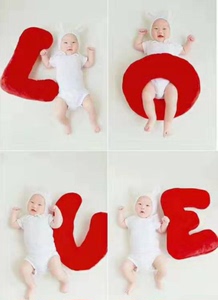 影楼创意百天周岁宝宝拍照道具摆件婚纱儿童摄影道具LOVE字母抱枕
