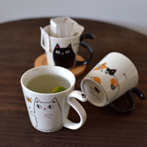 日式治愈系陶瓷水杯猫咪马克杯少女心爆棚的杯子早餐杯可爱喵星人