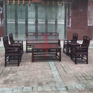 老挝大红酸枝明式沙发八件套交趾黄檀实木明清古典沙发红木沙发