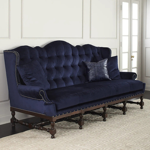 美式拉扣实木沙发法式复古三人组合和沙发简约古典雕花家用客厅