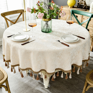 圆桌桌布布艺雪尼尔北欧欧式圆形台布加厚中式圆桌餐布家用餐桌布