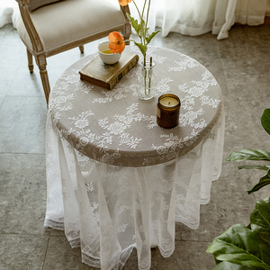 蕾丝桌布北欧法式田园小圆桌布白色复古公主ins风网红甜品台盖布