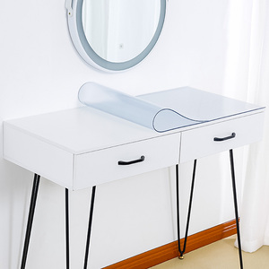 梳妆台桌布长方形美甲桌面垫塑料pvc透明化妆台桌布防水桌垫盖布