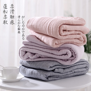 简约纯色4层加厚毛巾被纯棉纱布纱布毯子空调被盖被柔软双人春夏