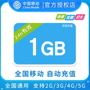 河北移动全国1GB流量日包 24小时有效 无提速功能XC