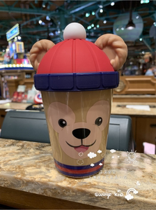 上海迪士尼 可爱达菲圣诞杯卡通小熊Duffy耐热水杯3D立体饮料杯子