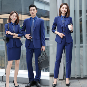 凯迪拉克林肯4S店工作服男女同款销售经理西装深蓝色行政西服套装