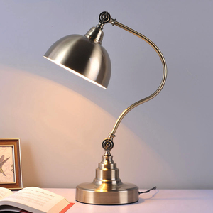 美式台灯欧式仿古铜卧室床头书房客厅装饰灯具遥控调光灯头可调节