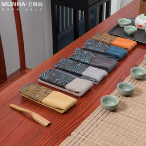 新中式茶席棉麻茶巾吸水茶桌布禅意茶垫抹布家用茶台小方巾茶垫布