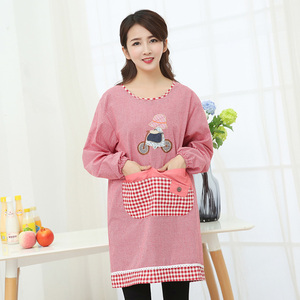 韩版卡通时尚棉质长袖围裙厨房反穿衣包邮围裙防污加厚罩衣