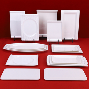 A8密胺仿瓷白色盘子创意造型盘餐厅小吃盘铁锹凉菜盘长方形涮肉盘