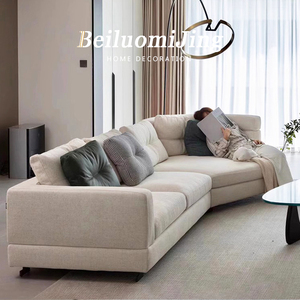 意式极简半圆弧形转角布艺沙发乳胶异形组合客厅设计师真皮小户型