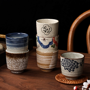 复古日式和风粗陶陶瓷小容量日料寿司餐厅酒店商用花茶清酒杯茶杯