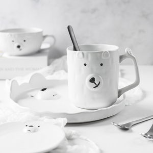 超萌少女心陶瓷杯情侣马克杯一对可爱日式家用带勺早餐咖啡牛奶杯