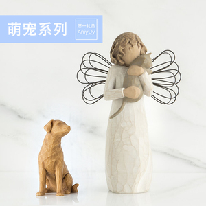 愿一礼物】美国willow tree 宠物系列小猫小狗 人物摆件手工雕像