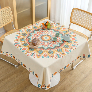 波西米亚民族风餐桌布八仙桌家用正方形台布老式四方桌子布艺垫布