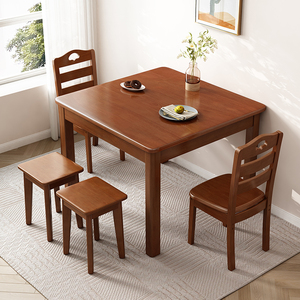 正方形餐桌椅子组合实木家用小户型四方桌两4人公寓简约吃饭桌子