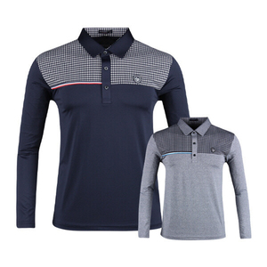韩国直高尔夫球男士格子长袖衬衫 GOLF休闲运动上衣T恤 春季HM994