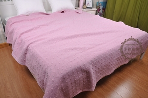 韩国外贸纯色纯棉砂洗棉绗缝床盖床单双人夹棉单件床上用品