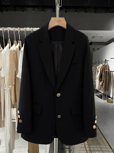 2024春季新款韩版大码黑色西装外套女胖mm200斤宽松休闲高级西服