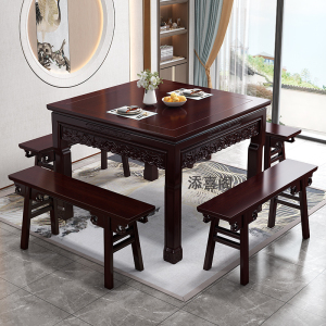 新中式八仙桌正方形纯实木小方桌餐桌饭桌大小户型农村家用家具