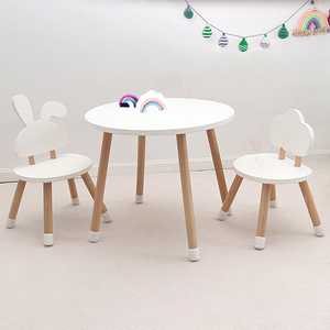 ins宝宝圆桌写字画画家用木质小凳子圆幼儿园桌椅儿童圆形小桌子