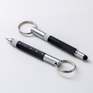 包邮迷您金属黑色带刻度原子笔油笔多功能圆珠笔钥匙扣工具笔礼品