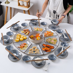 碗碟套装家用创意过年夜饭乔迁聚会圆桌盘子团圆陶瓷拼盘餐具组合