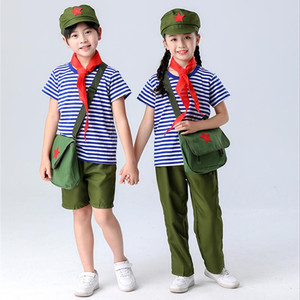 儿童怀旧服装7080年代知青红军红卫兵海魂衫表演服学习雷锋演出服