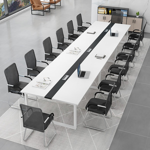 会议桌长桌办公桌椅组合10人20人8人6人12人16人30白色会议室桌子