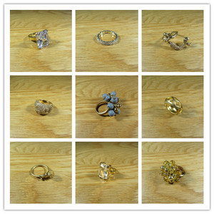 Vintage金色老货美人鱼海的女儿康乃馨大玻璃钻锆石打标戒指指环