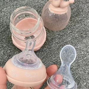 萌娃新生儿宽口径玻璃奶瓶150mL双用奶嘴硅胶勺米糊器