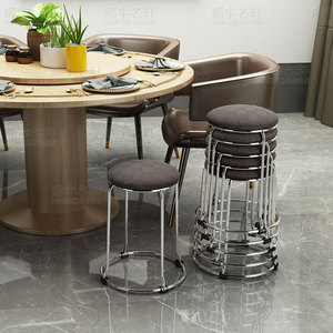 新品欧式时尚简约创意圆凳家用板凳餐桌凳餐厅凳子可叠放收纳