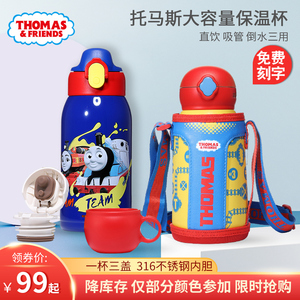 托马斯儿童保温杯小孩饮水喝水杯子带吸管水杯幼儿园水瓶水壶带套