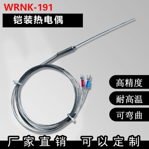 K/E/J型铠装热电偶探头探针式热电阻WRNK-191温度传感器可弯曲