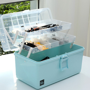 工具箱家用多功能折叠分区隔层大容量手提电工五金零件塑料收纳盒