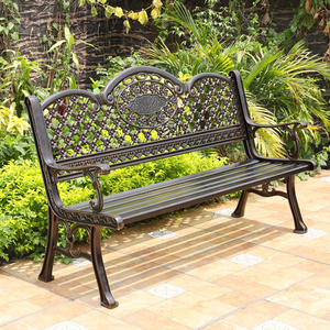 户外公园长椅园林广场靠背椅铁艺长凳子休闲庭院花园铸铝桌椅组合