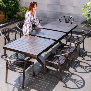 户外桌椅花园露天楼顶露台外摆休闲铸铝阳台庭院室外铝合金伸缩桌