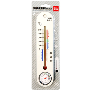 正品得力9013家用室内外温湿度计水银挂式温度计湿度计精确易辨识
