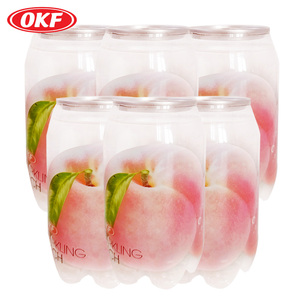 OKF 6瓶 韩国进口 桃子味气泡水 350ml/罐 碳酸果味汽水 透明罐装