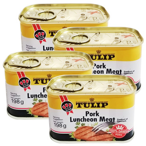 郁金香Tulip  5罐 经典午餐肉罐头198g/罐 丹麦进口 火腿肉类速食