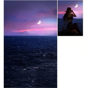 海平面海景加厚油画帆布摄影背景布影楼写真直播网红拍摄拍照夕阳