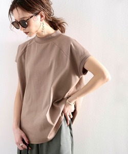 日韩系女士夏季新款纯色休闲插肩袖立领棉质短袖T恤宽松大码上衣