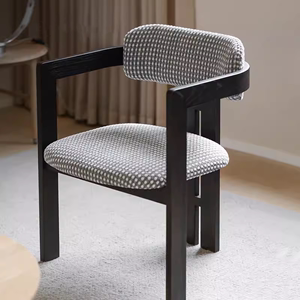 MiKON家居 中古豹纹白蜡木设计师餐椅北欧家用简约靠背实木椅子