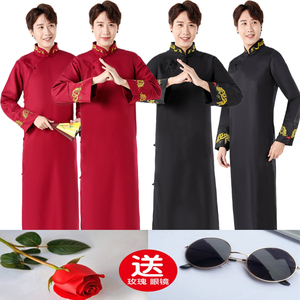 伴郎服中式中国风马褂结婚伴郎团礼服搞笑兄弟装相声大褂长衫民国