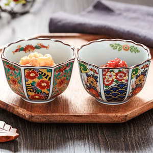有田烧盅碗日本进口小碗伊万里烧餐具描金八角碗日式家用小菜碗