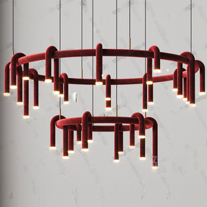 设计师款U型客厅吊灯 现代北欧长条餐厅吧台卧室样板房铁艺灯具