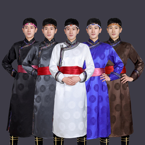 蒙古元素服装男蒙古族舞蹈演出服蒙古袍子长款日常生活装春夏男装