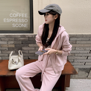 粉色运动休闲卫衣时尚套装女秋2024新款韩版小个子今年流行两件套