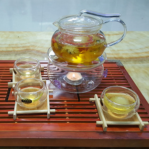 欧式功夫茶具茶蜡加热器耐高温玻璃花茶壶礼品套家用送礼喝茶套装